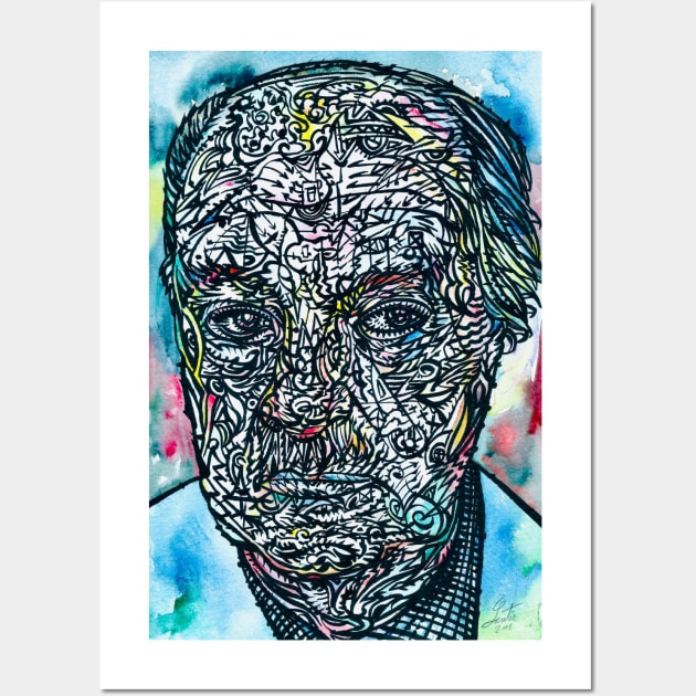 NABOKOV VLADIMIR - watercolor and ink portrait Wall Art by lautir